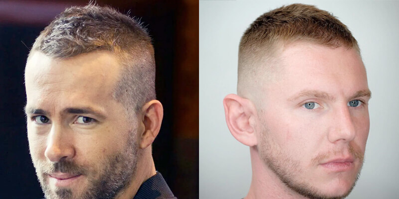 Crew cut kapsel met terugtrekkende haarlijn